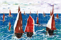 Mosaik-Kacheln Segelboote-Motiv